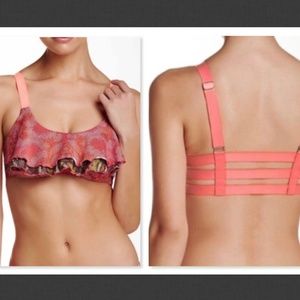 New Maaji Ruffles Seven Roses Caged Back Reversible Size Large